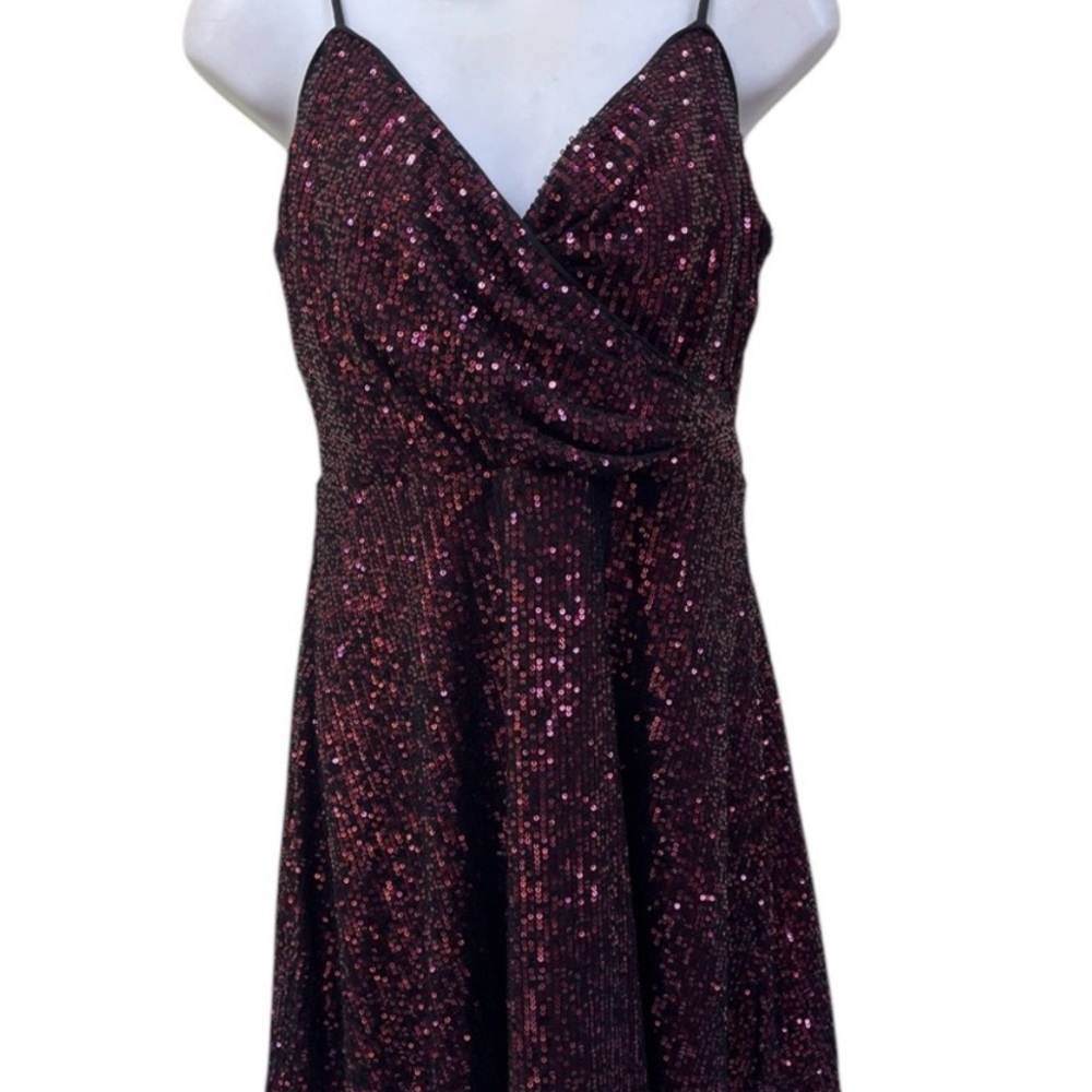 SOLDLulu’s  Sparkling Burgundy Sequin Strapless Dress